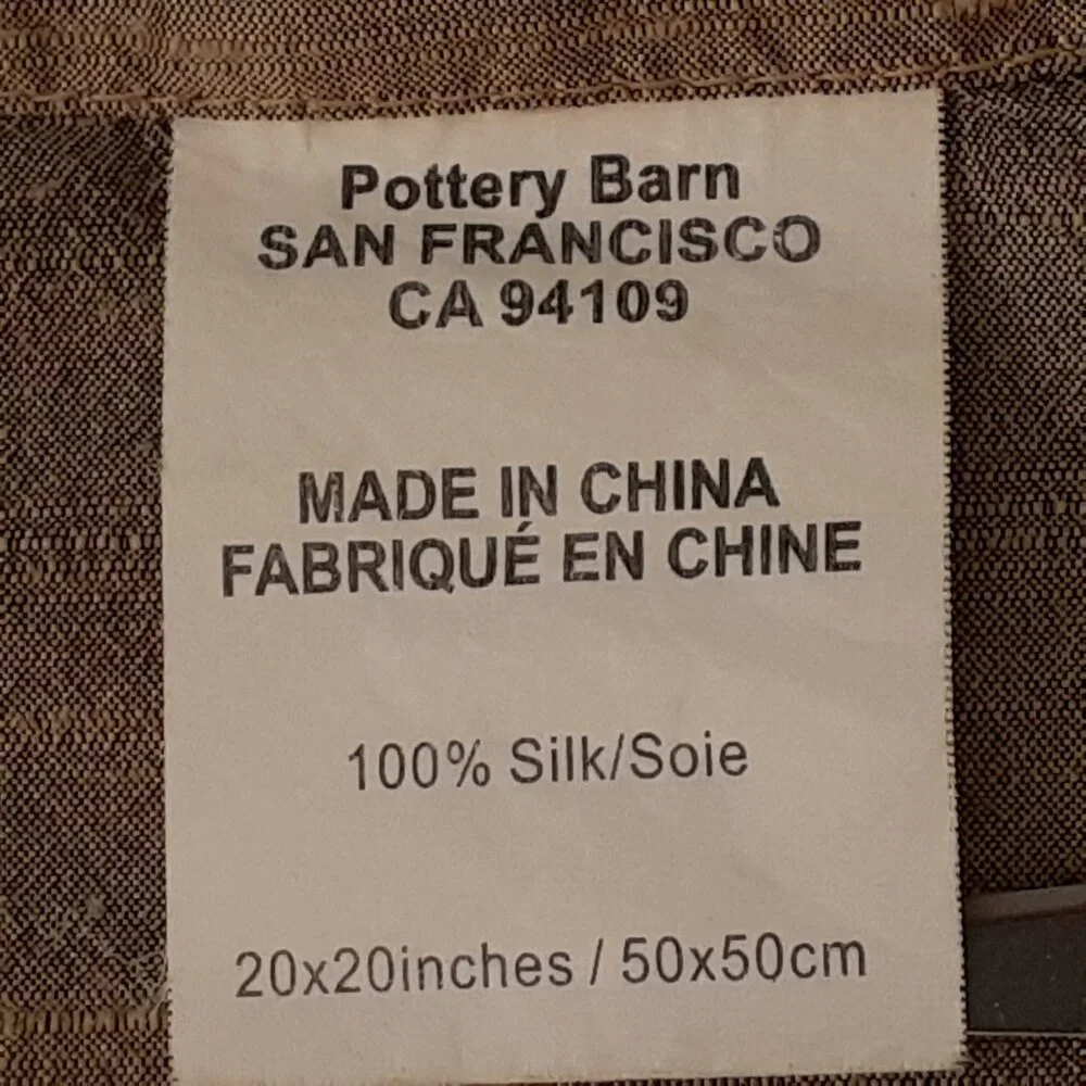 Pottery Barn Silk Napkins - 8 count Gold Brown Ecru